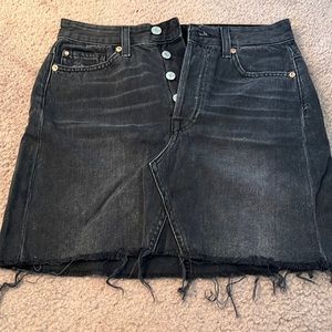 Black slightly distressed jean skirt